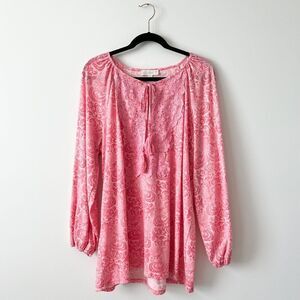 Suzanne Betro pink‎ bohemian lace tassel blouse